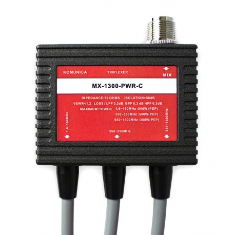 Triplexer 1.6-160 / 350-550 / 850-1300Mhz + Cables