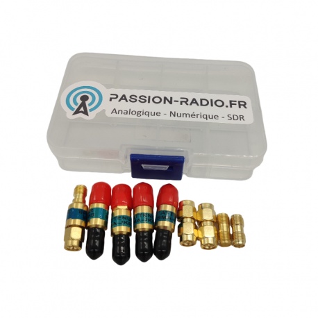 Set of 6 attenuators and 4 RF adapters with SMA input and carrying case PASSION RADIO