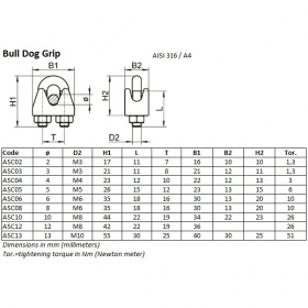 Stainless steel cable clamp for 3 to 10 mm guy wires