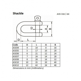 5 to 10 mm straight shackle for shackling
