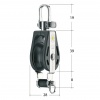Single pulley with swivel and ring for 8 mm rope