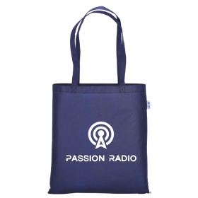 Blue shopping bag with PASSION RADIO logo