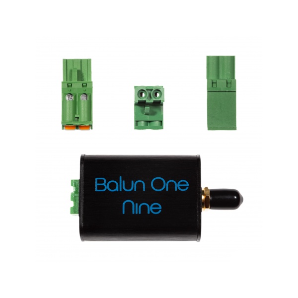 Balun One Nine v2 HF 9:1 Nooelec with aluminium housing and multiple connection options