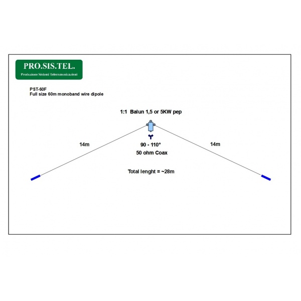 PST-60F Large 60m single-band dipole ProSisTel