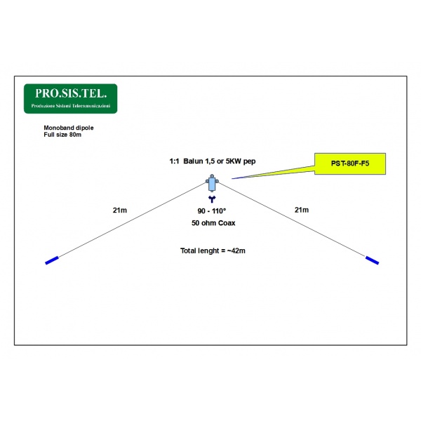 PST-80F Mono-band 80m dipole ProSisTel