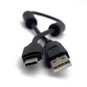 USB-A to USB-C short cable with double ferrite