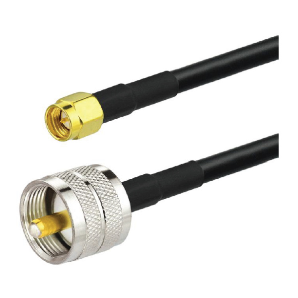 RG58 coaxial cable extension with UHF Male (PL-259) to SMA Male